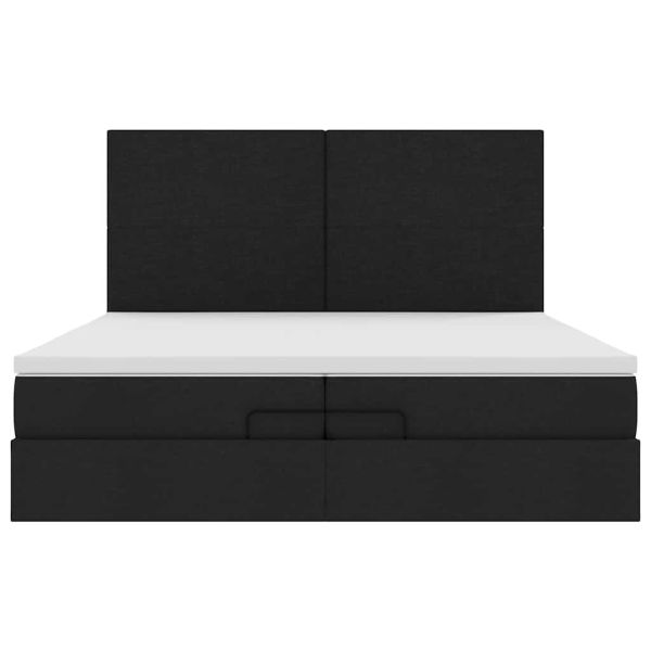 Османска легло с матрак и LED, черно, 200x200 см, плат