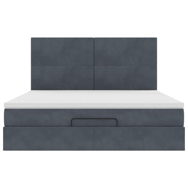 Османска легло с матраци и LED, тъмносиво, 180x200 см, кадифе