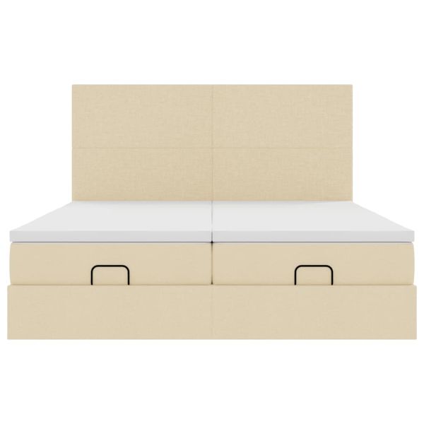 Османска легло с матраци и LED, кремаво, 160x200 см, плат