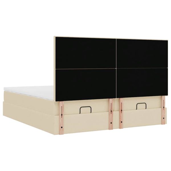 Османска легло с матраци и LED, кремаво, 160x200 см, плат