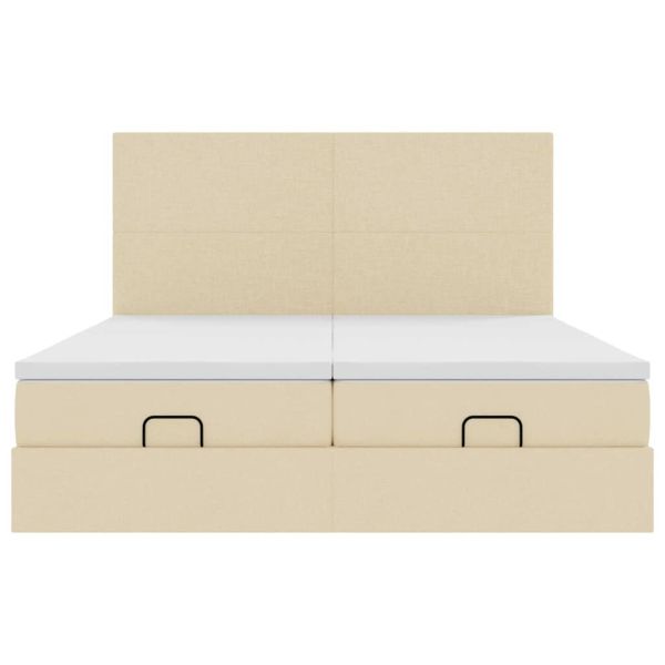 Османска легло с матраци и LED, кремаво, 180x200 см, плат