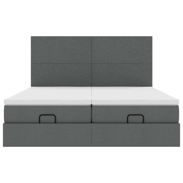 Османска легло с матрак и LED, тъмносиво, 200x200 см, плат