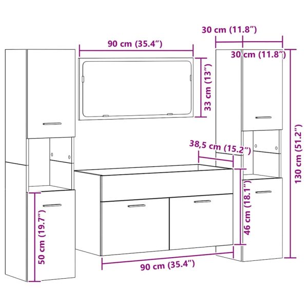 Комплект мебели за баня от 4 части Дъб артизан инженерно дърво