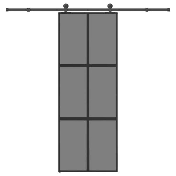 Плъзгаща се врата с обков 76x205 см Закалено стъкло&Алуминий