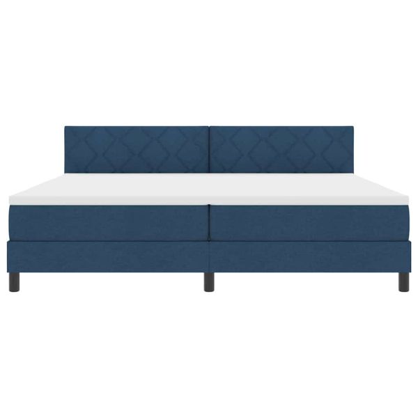 Легло с пружинирана основа с матрак Синьо 200 x 200 cm текстил