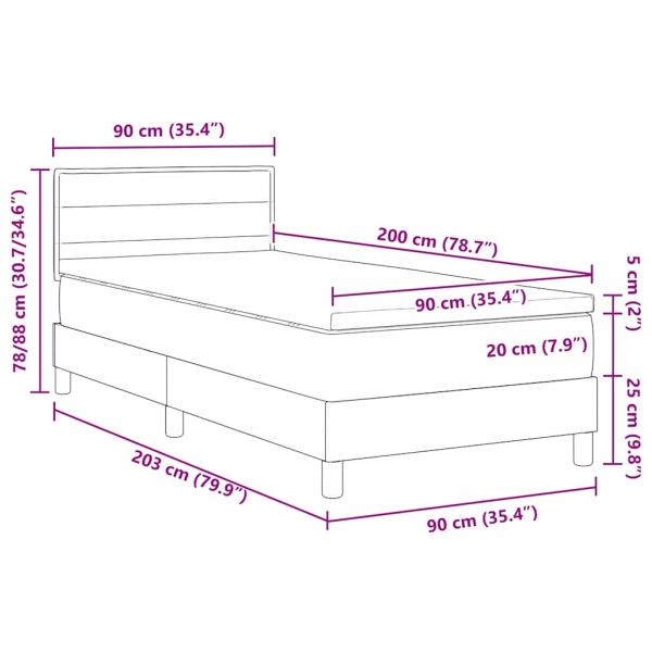 Легло с пружинирана основа с матрак Крем 90 x 200 cm текстил