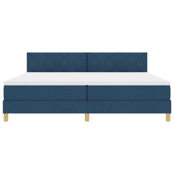 Легло с пружинирана основа с матрак Синьо 200 x 200 cm текстил