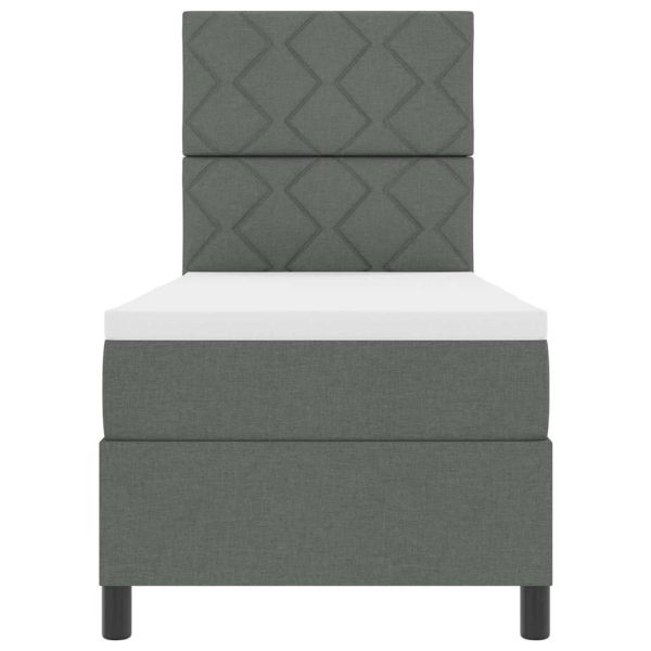 Легло с пружинирана основа Тъмен сив 80 x 200 cm текстил