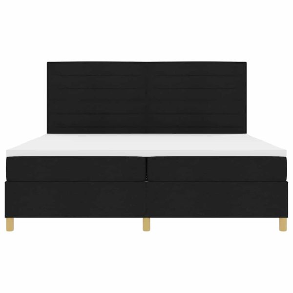 Легло с пружинирана основа с матрак Черно 200 x 200 cm текстил