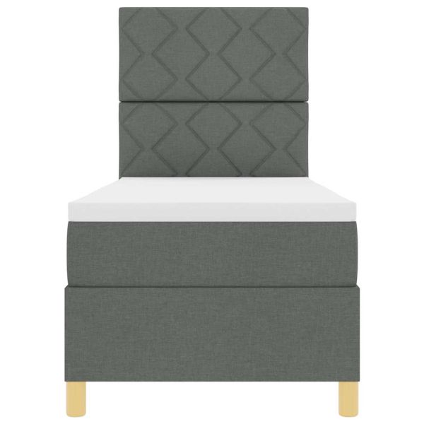 Легло с пружинирана основа Тъмен сив 80 x 200 cm текстил