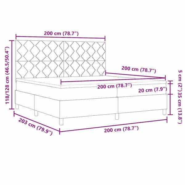Легло с пружинирана основа с матрак Черно 200 x 200 cm текстил