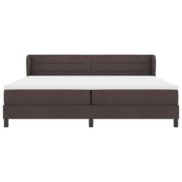 Легло с пружинирана основа Тъмен кафяв 200 x 200 cm текстил