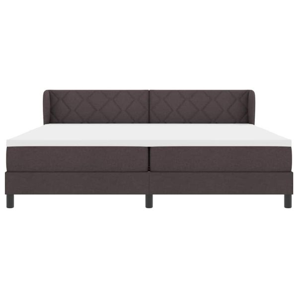 Легло с пружинирана основа Тъмен кафяв 200 x 200 cm текстил