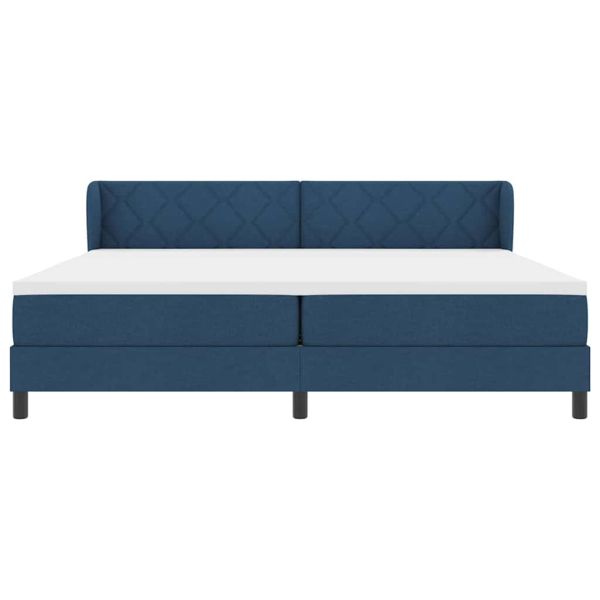 Легло с пружинирана основа с матрак Синьо 200 x 200 cm текстил