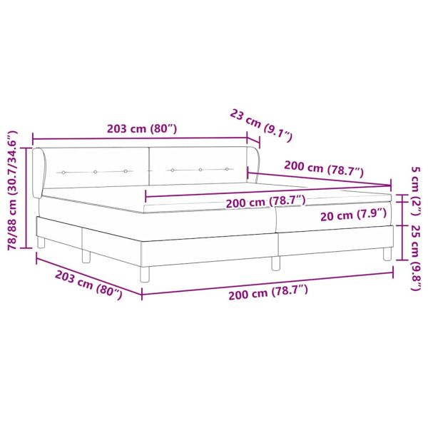 Легло с пружинирана основа с матрак Синьо 200 x 200 cm текстил
