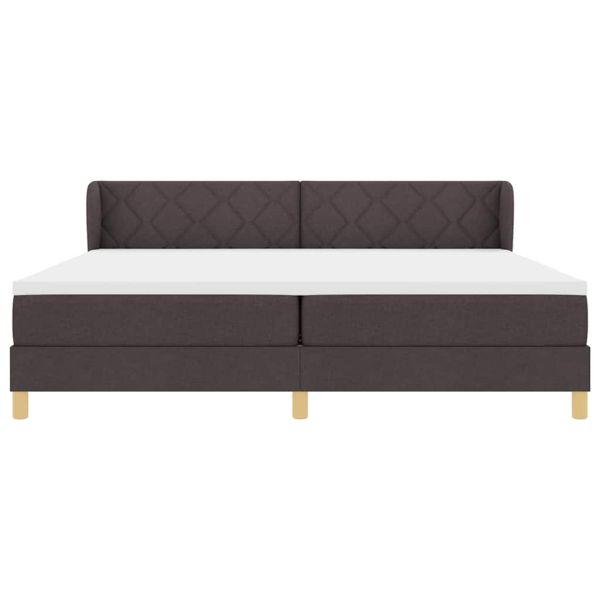 Легло с пружинирана основа Тъмен кафяв 200 x 200 cm текстил