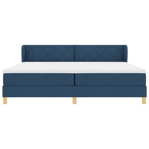 Легло с пружинирана основа с матрак Синьо 200 x 200 cm текстил