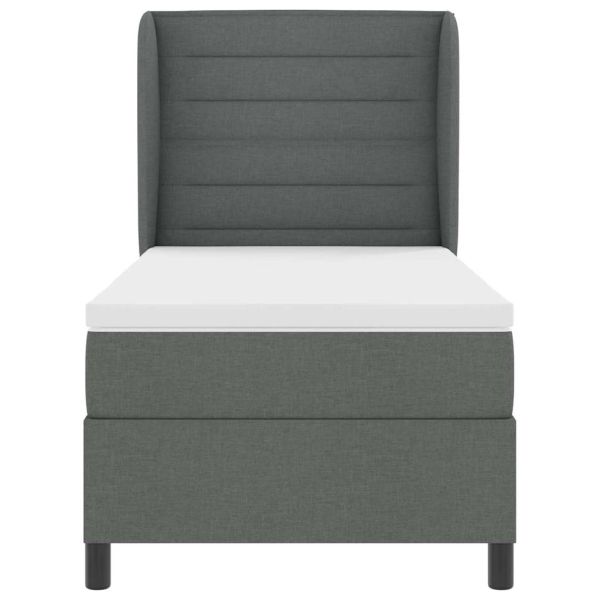 Легло с пружинирана основа Тъмносив 80 x 200 cm текстил