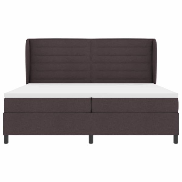 Легло с пружинирана основа Тъмнокафяв 200 x 200 cm текстил