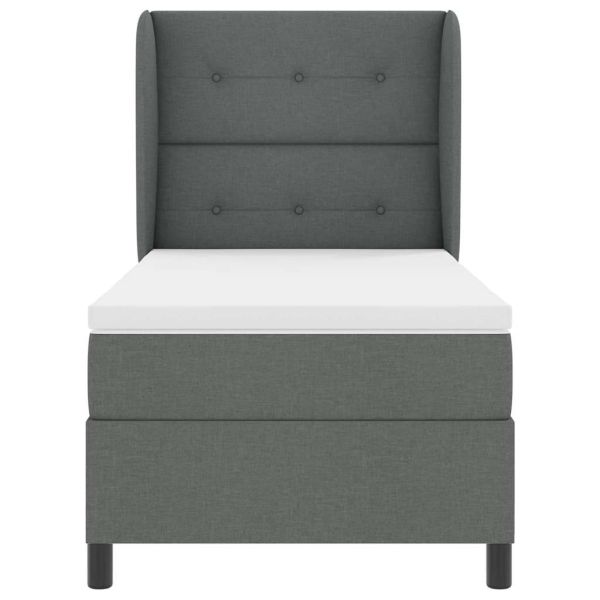 Легло с пружинирана основа Тъмносив 80 x 200 cm текстил