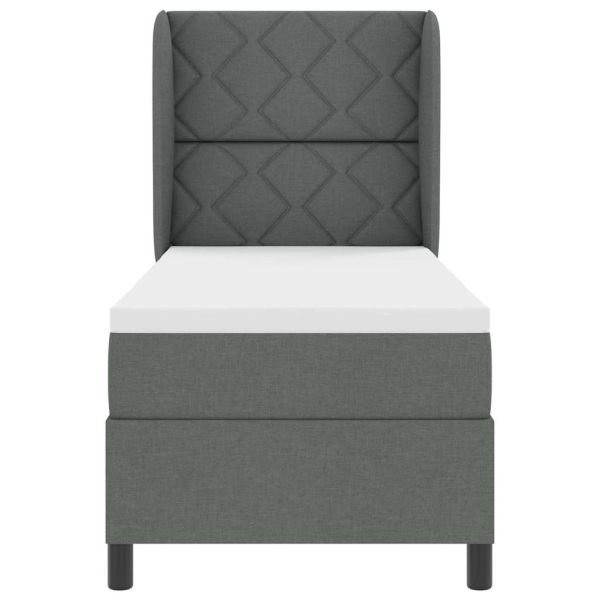 Легло с пружинирана основа Тъмносив 80 x 200 cm текстил