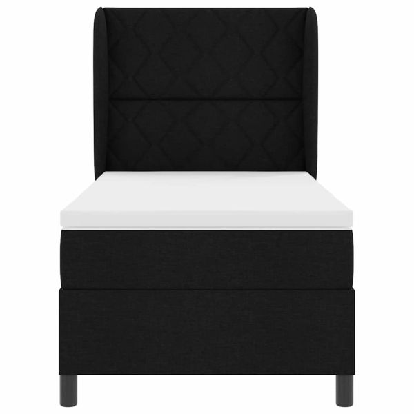 Легло с пружинирана основа с матрак Черно 100 x 200 cm текстил