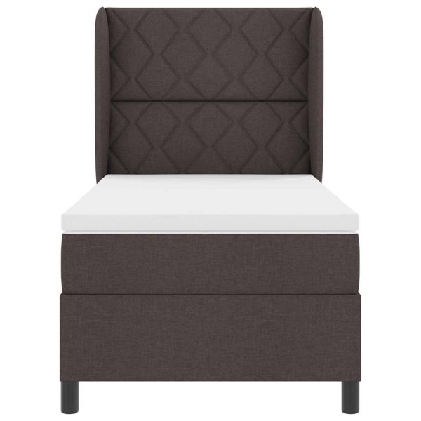 Легло с пружинирана основа Тъмнокафяв 100 x 200 cm текстил