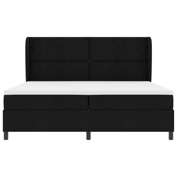 Легло с пружинирана основа с матрак Черно 200 x 200 cm текстил