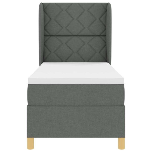 Легло с пружинирана основа Тъмен сив 200 x 80 см текстил