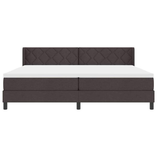 Легло с пружинирана основа Тъмен кафяв 200 x 200 cm Полиестер