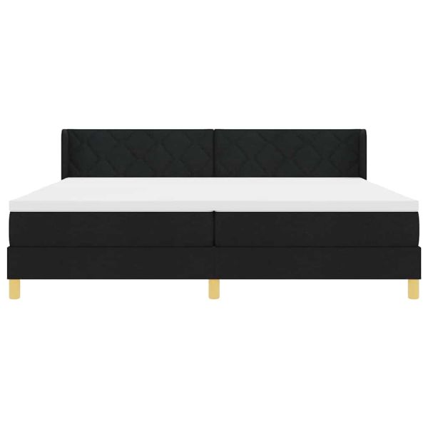 Легло с пружинирана основа Черно 200 x 200 cm Полиестер