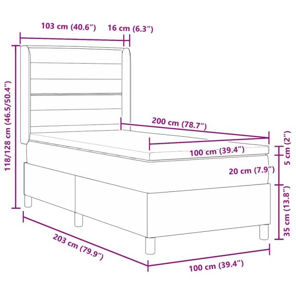 Легло с пружинирана основа с матрак Черен 200 x 100 cm текстил