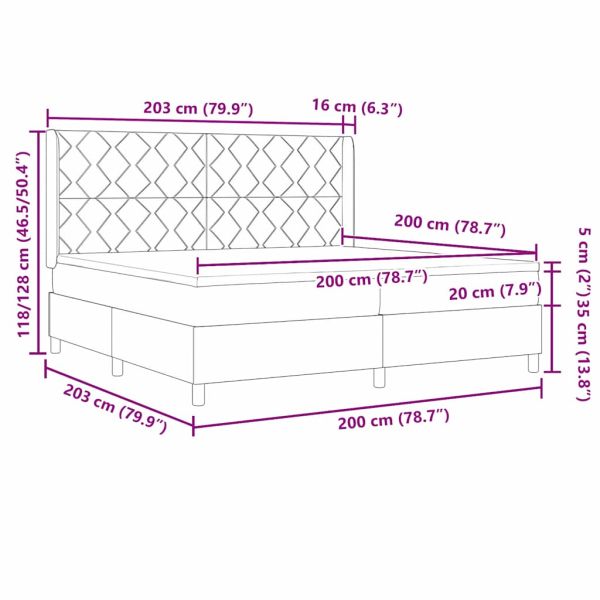 Легло с пружинирана основа с матрак Черен 200 x 200 cm текстил