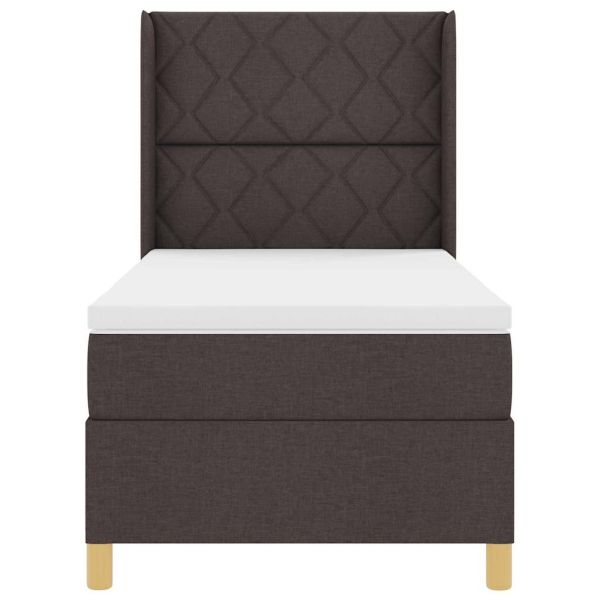 Легло с пружинирана основа Тъмен кафяв 100 x 200 cm текстил