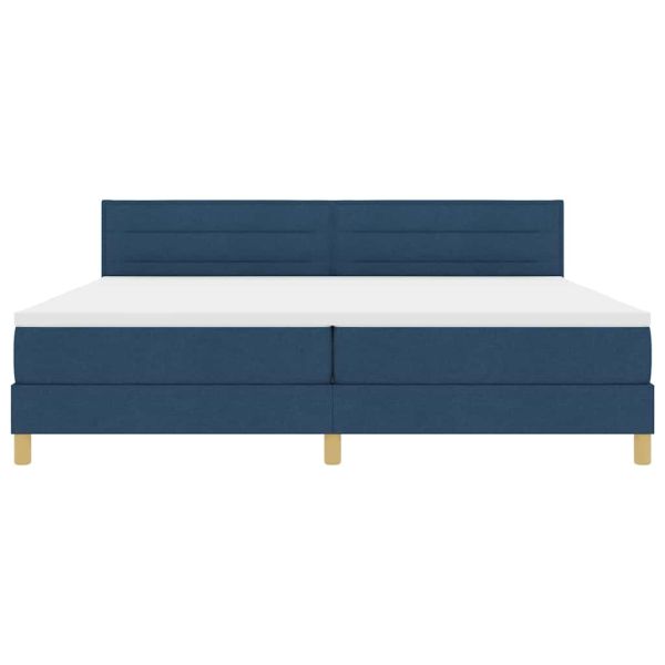 LED кутия за пружини с легло с LED Синьо 200 x 200 cm текстил