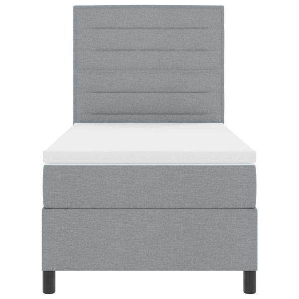 Легло с пружинирана основа с LED Светлосиво 90 x 190 cm текстил