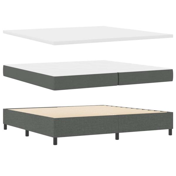 Легло с пружинирана основа с LED Тъмносив 200 x 200 cm текстил