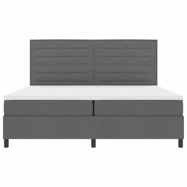 Легло с пружинирана основа с LED Тъмносив 200 x 200 cm текстил