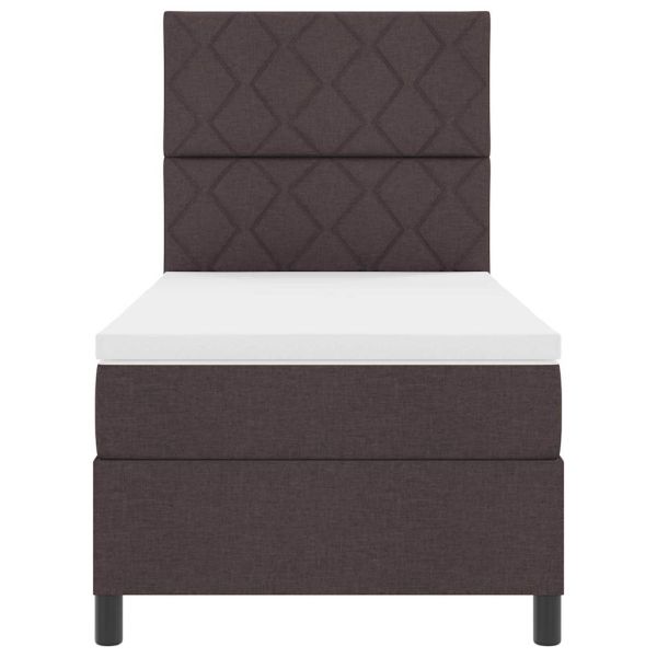 Легло с пружинирана основа Тъмнокафяв 100 x 200 cm текстил