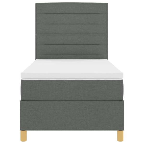 LED кутия за пружини с легло Тъмен сив 100 x 200 cm текстил