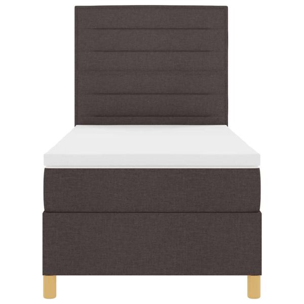 LED кутия за пружини с легло Тъмен кафяв 100 x 200 cm текстил