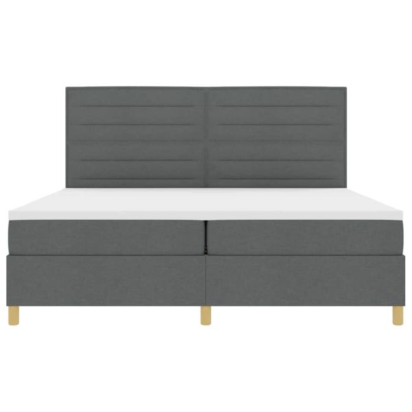 LED кутия за пружини с легло Тъмен сив 200 x 200 cm текстил