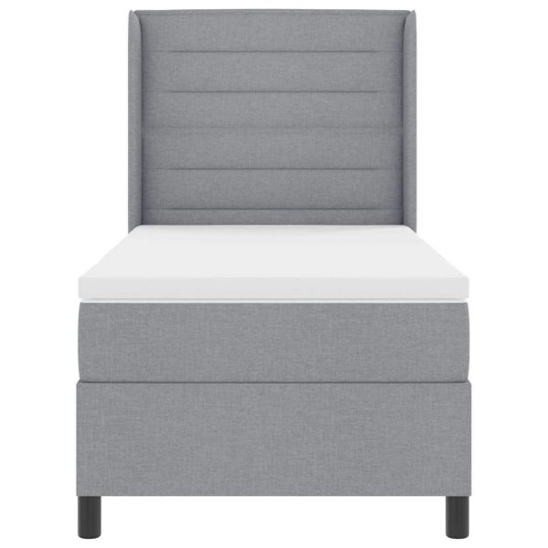 LED кутия за пружини с легло Светлосиво 90 x 190 cm текстил