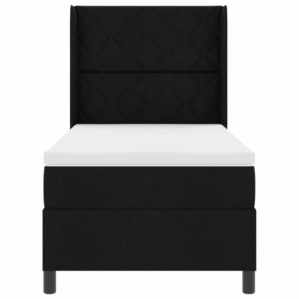 LED кутия за пружини с легло Черно 100 x 200 cm текстил