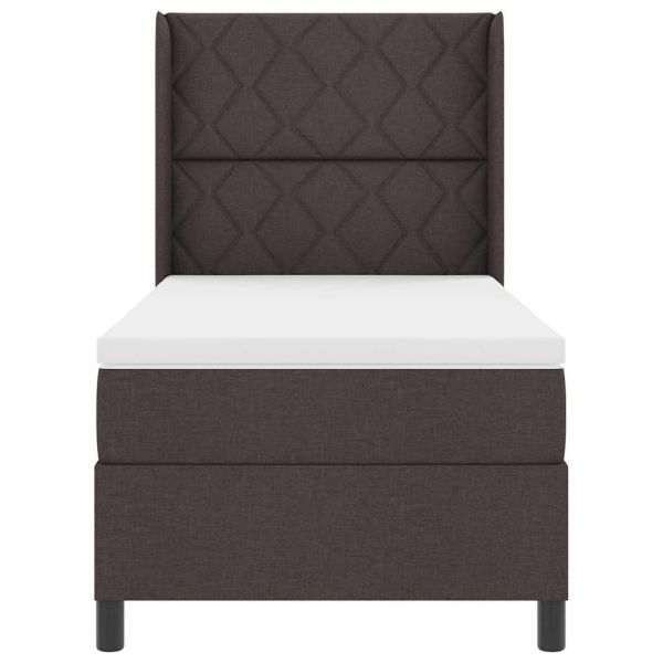 LED кутия за пружини с легло Тъмен кафяв 100 x 200 cm текстил