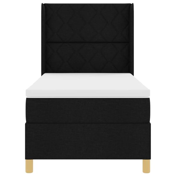 Легло с пружинирана основа с матрак Черно 140 x 200 cm текстил