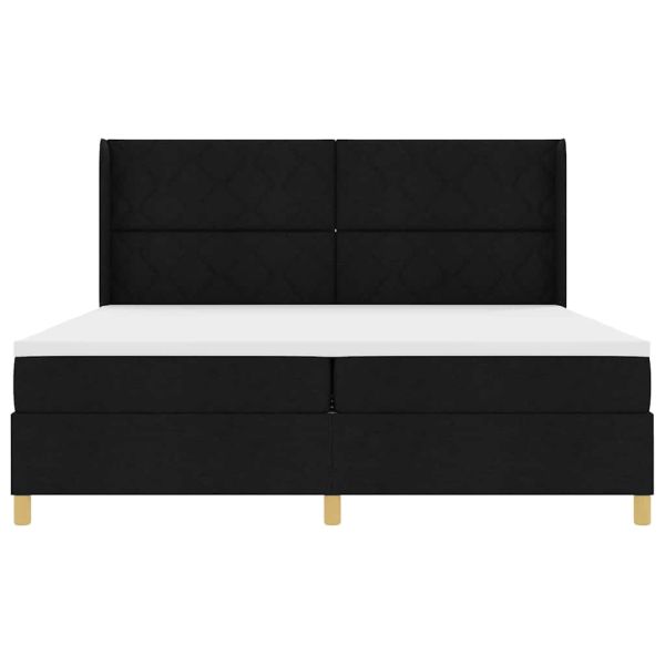 Легло с пружинирана основа с матрак Черно 200 x 200 cm текстил