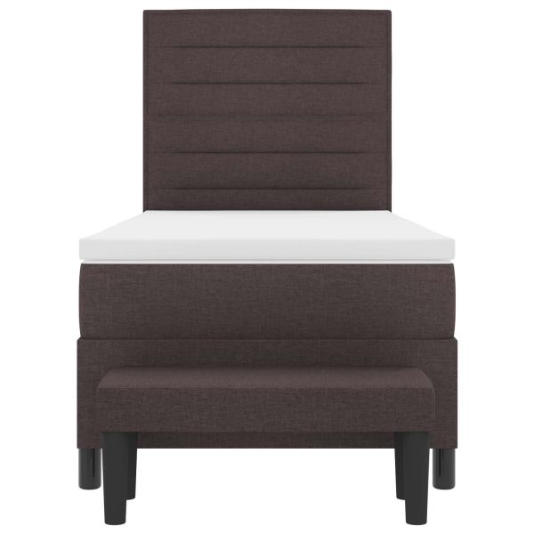 Легло с пружинирана основа Тъмен кафяв 90 x 190 cm текстил