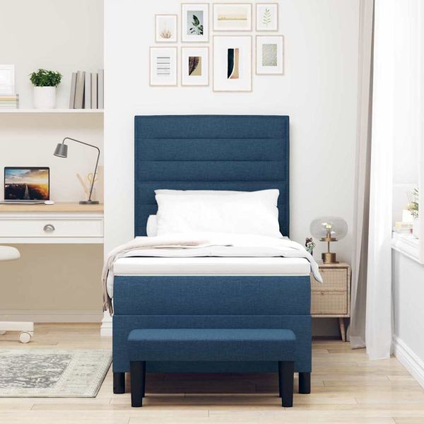 Легло с пружинирана основа с матрак Синьо 90 x 200 cm текстил