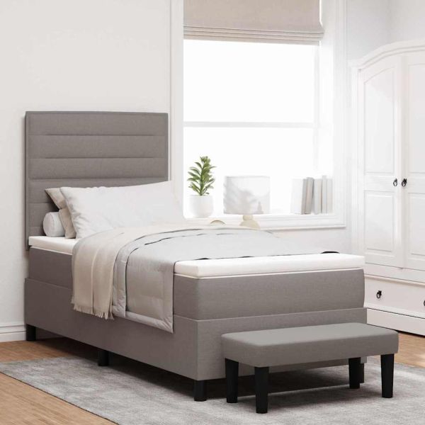 Легло с пружинирана основа с матрак Таупе 100 x 200 cm текстил